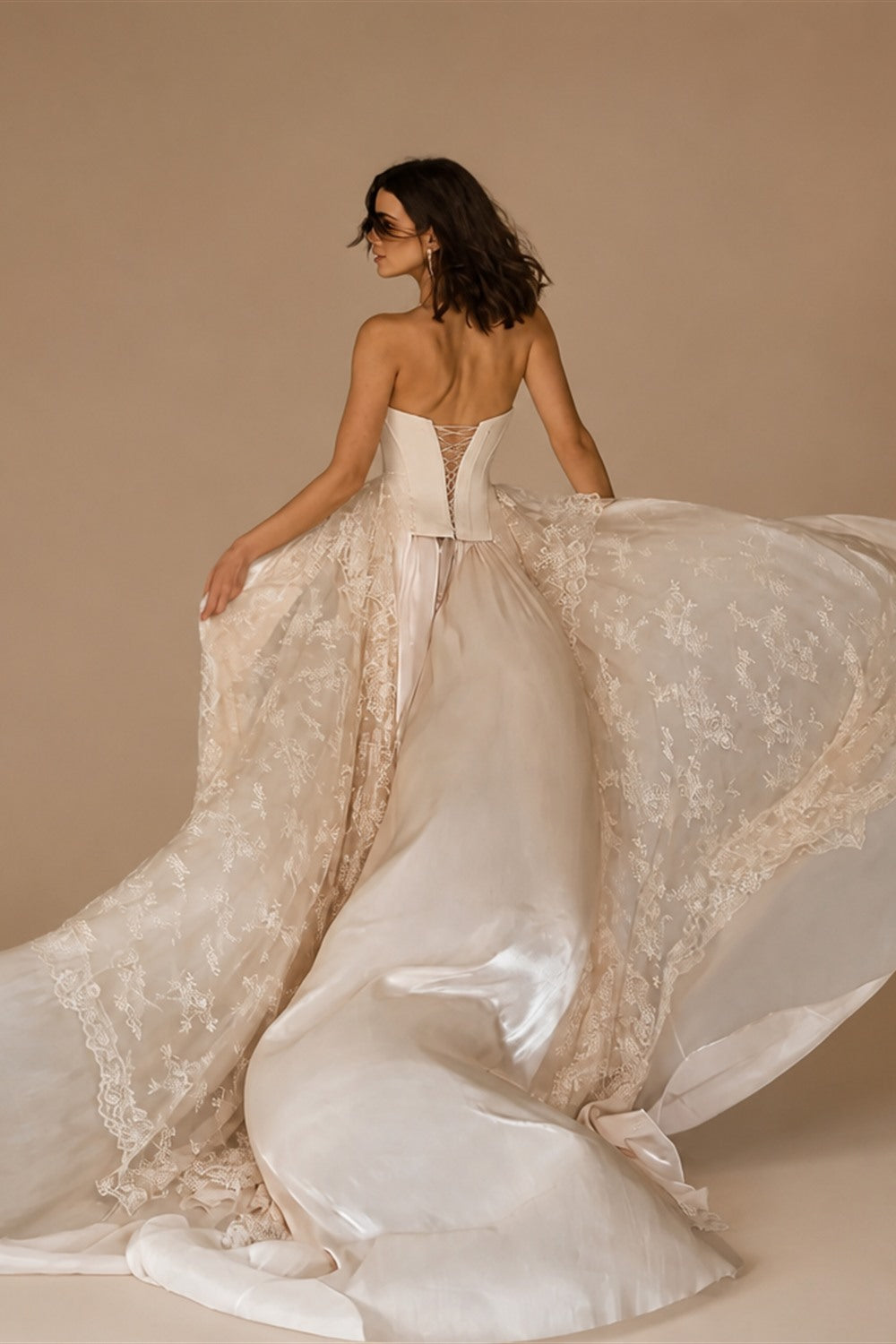 Strapless Corset Wedding Dresses with High-Low Lace Train ZP025