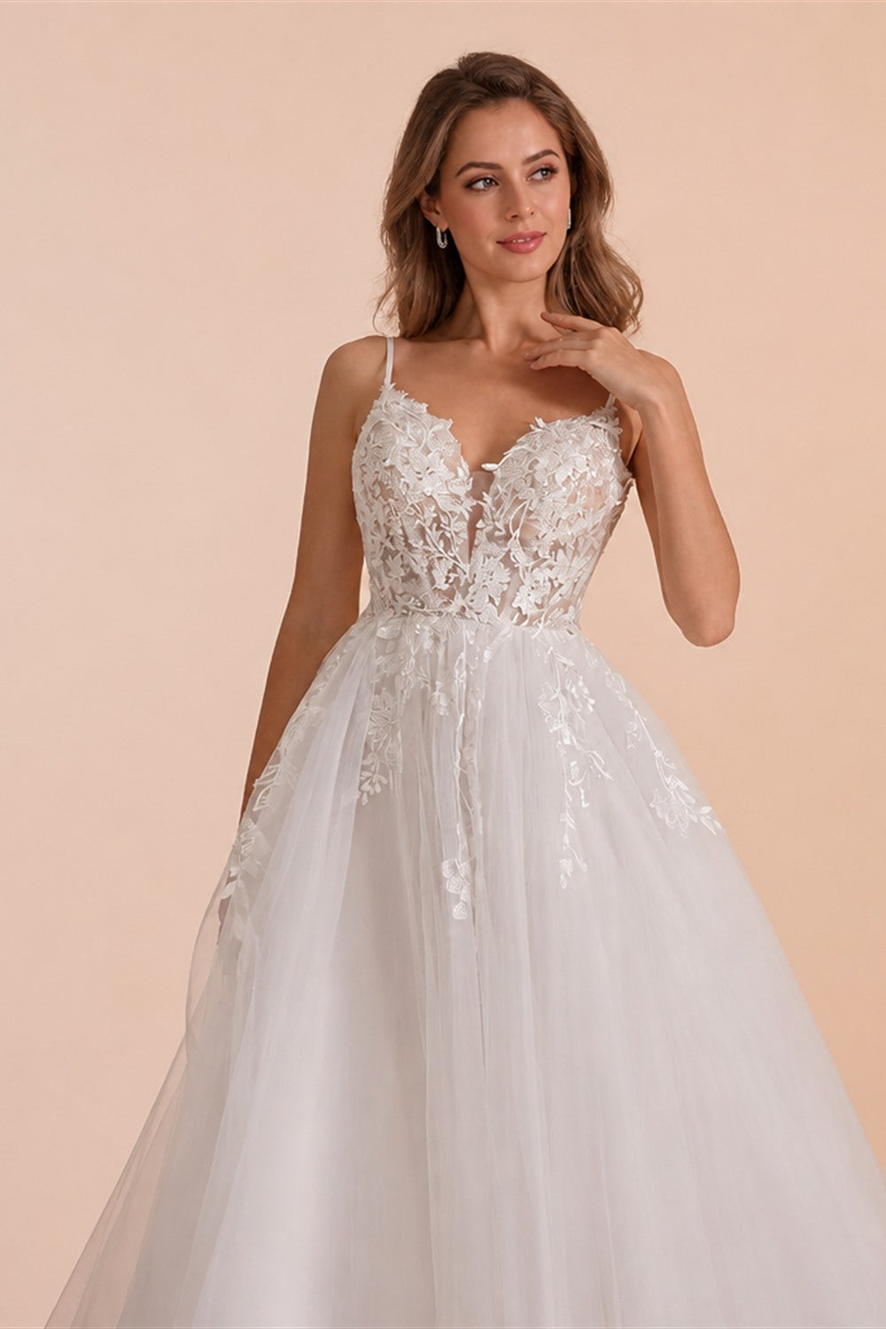 BEPEITHY Customized Boho Ivory A Line Lace Wedding Dresses For Bride Women 2023 Floor Length Sexy Garden White Bridal Gown New