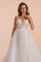BEPEITHY Customized Boho Ivory A Line Lace Wedding Dresses For Bride Women 2023 Floor Length Sexy Garden White Bridal Gown New