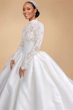 Mocaca Customized Elegant Wedding Dress High-neck Ball Gown Princess Bride Gown Luxury A-line Long Bridal Vestidos De Novia