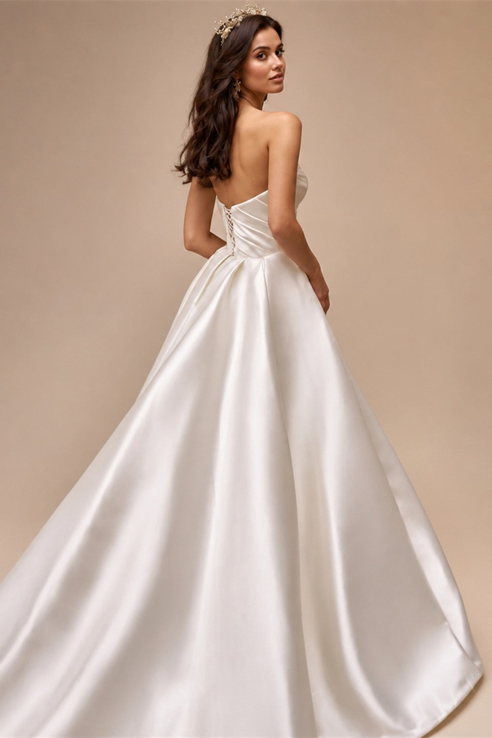 LelaAcra Sleeveless Satin A-Line Wedding Dress 2026 Sweetheart Backless Princess Bride Gown SM184 Plus Size Vestido De Noiva