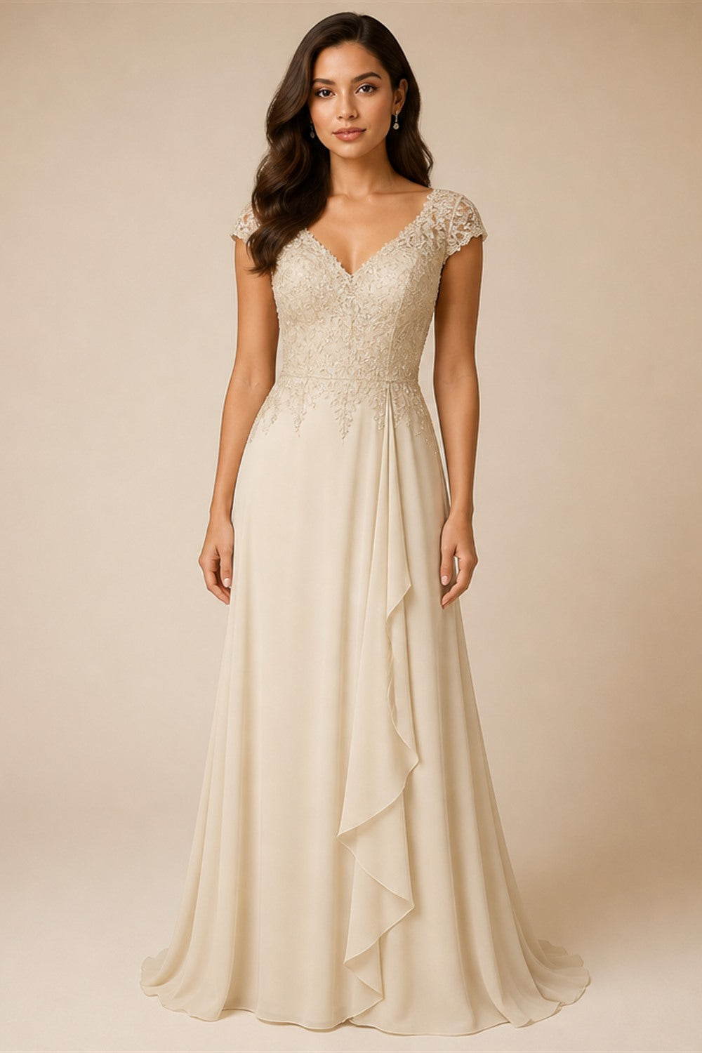RODDRSYA Wedding Dress Chiffon A line Split Long Sleeve Appliques V Neck Boho Bridal Gowns Backless vestidos de novia Customized
