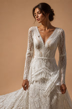 robe mariee boheme Lace Long Sleeve Mermaid Wedding Dress 2025 Boho Customized Bridal Gown for Women vestidos de novia sirena