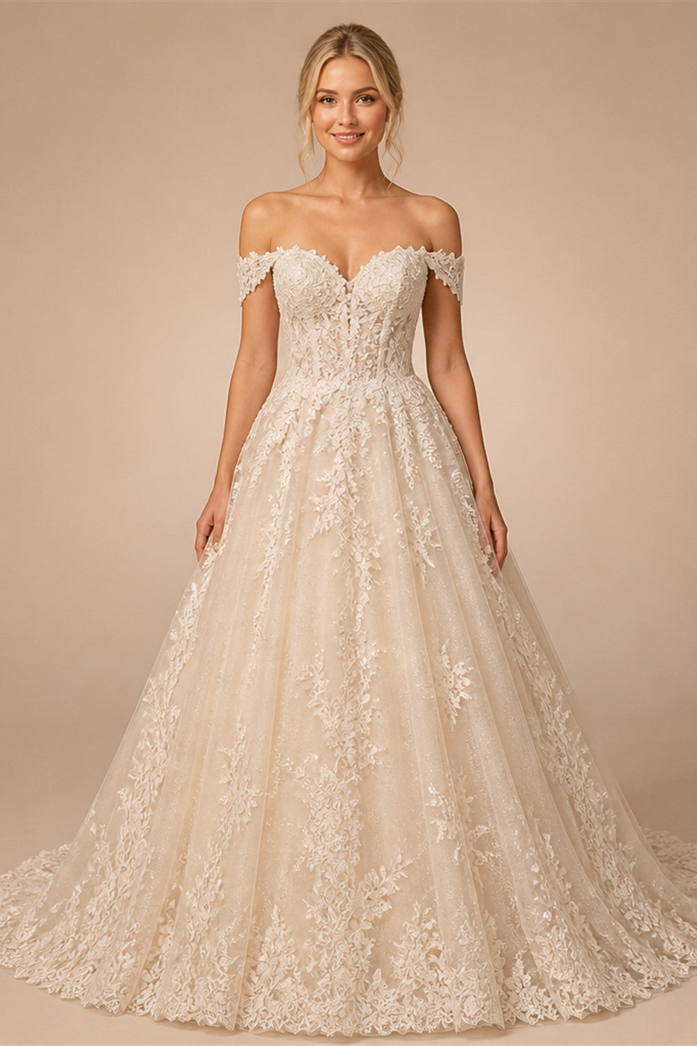 Customized Long Sleeve Shiny Ball Gown Wedding Dresses Sequined Princess Bride Gown Vestido de novia boda amanda novias oficial