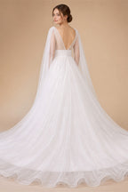 Customized Classic Deep V-neck Organza and Tulle Plus Size Wedding Dress Sexy Backless Court Bridal Gowns