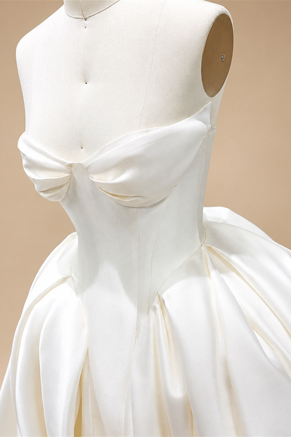 Luxury Sweetheart Satin Ball Gown Wedding Dress with Overskirt ZP185