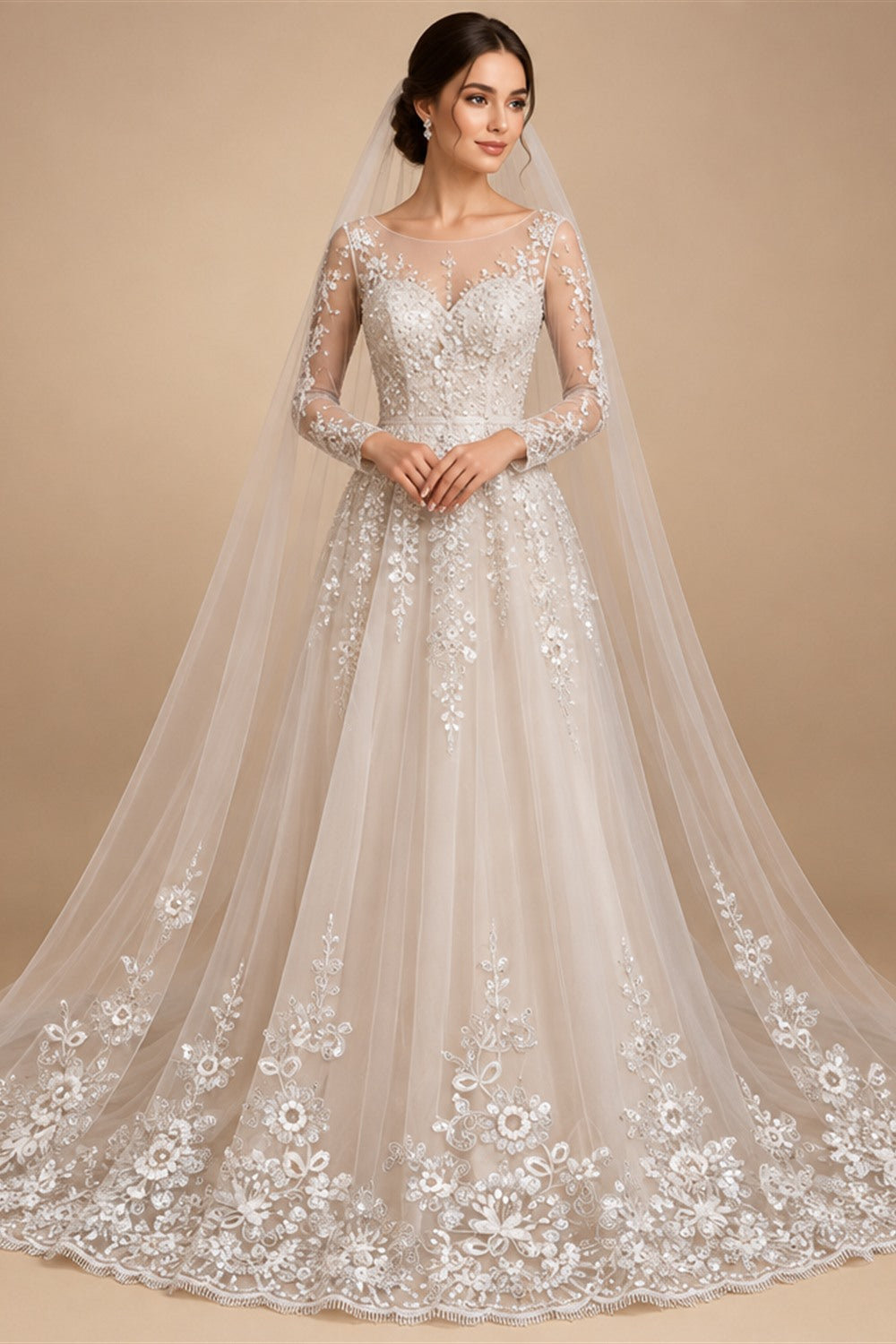 Wholesale white Ivory 3*3 Meter Cathedral wedding veils Lace Appliques Bridal veil
