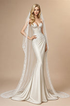 2027 Roycebridal Halter Neck Leaf Lace A Line Wedding Dress Keyhole Open Back Tied Soft Tulle Vestido De Novia Customized