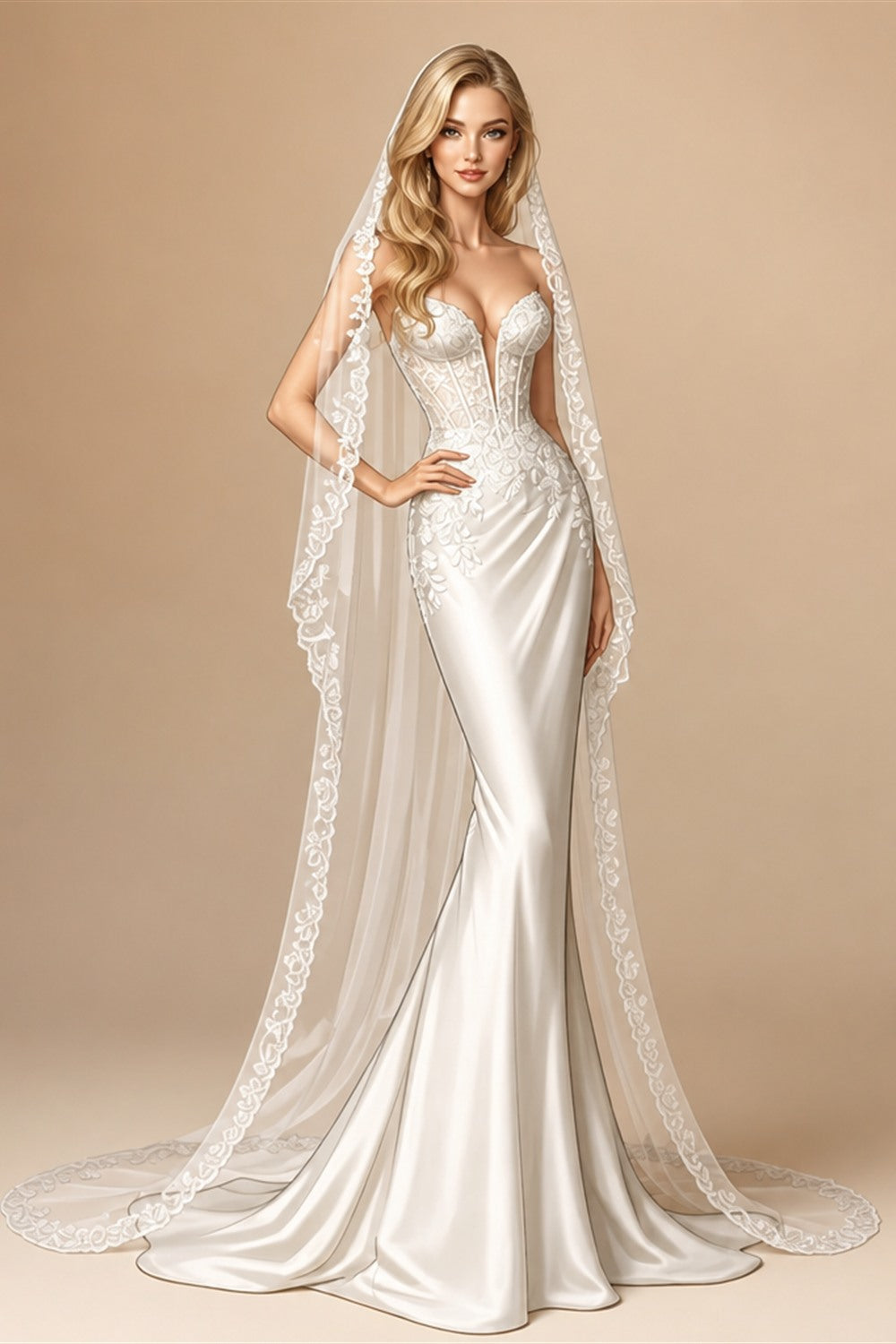 Deep V Cap Sleeve A Line Tulle Wedding Dress Floral Lace Appliques Front Slit Corset Lace Up Back Boho Bridal Gown Customized