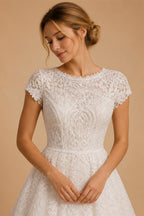 Off White Elegant Lace Pearl Embroidery Ball Gown Wedding Dress ZP168