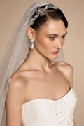 Elegant White Strapless Bodice Crystal Ball Gown Wedding Dress with Veil ZP080