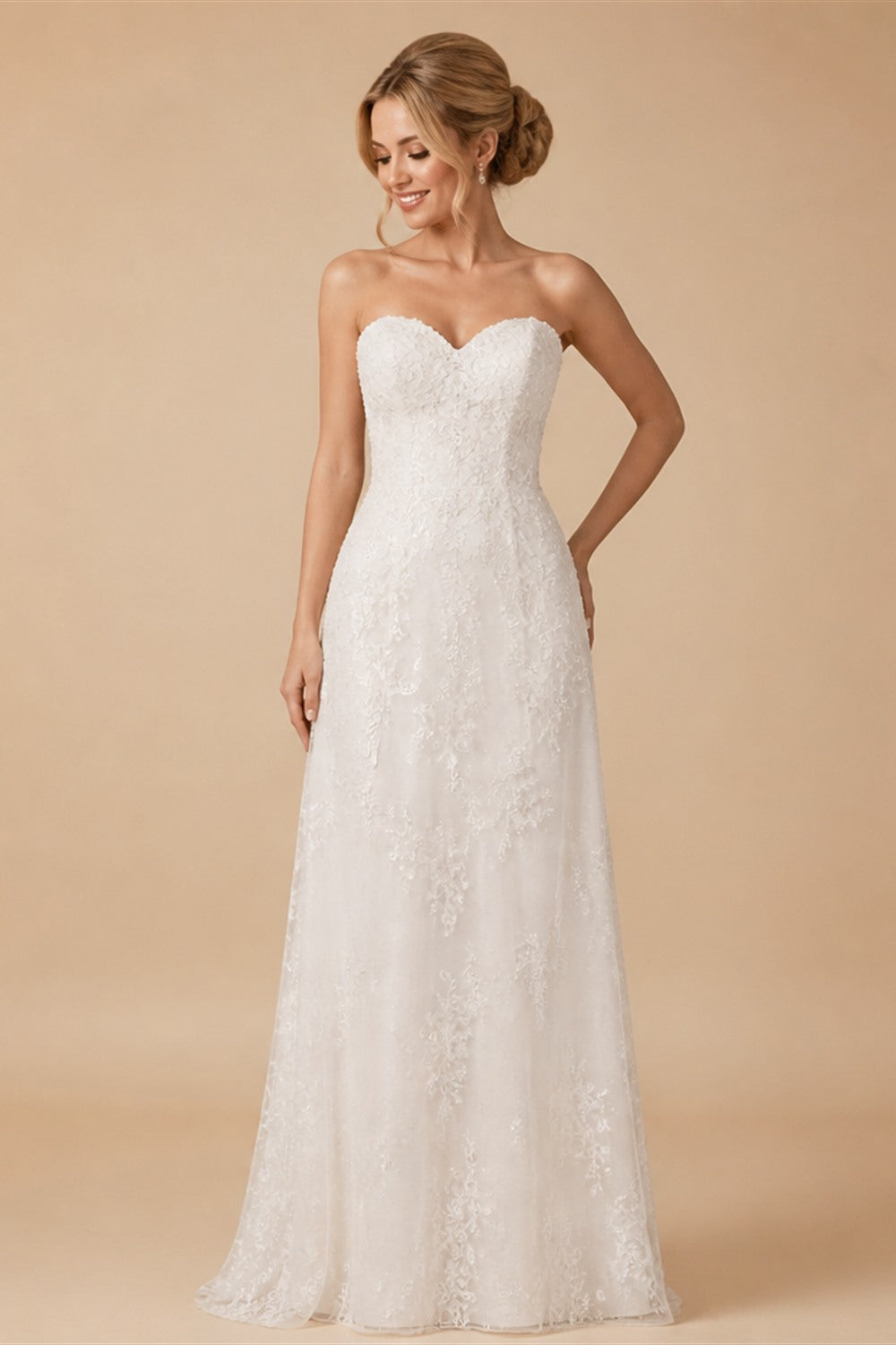 Vintage Lace Spaghetti Straps V Neckline Beach Wedding Dress Custom Made