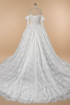 Off White Luxury Ball Gown Wedding Dress Beaded With Veil ZP035