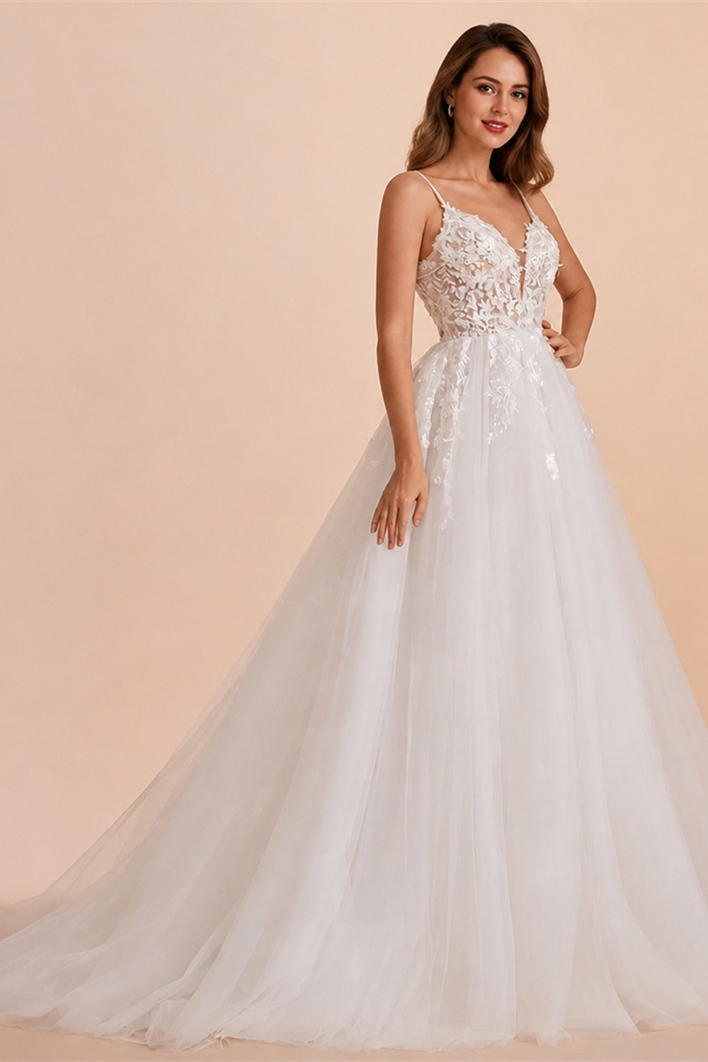 BEPEITHY Customized Boho Ivory A Line Lace Wedding Dresses For Bride Women 2023 Floor Length Sexy Garden White Bridal Gown New
