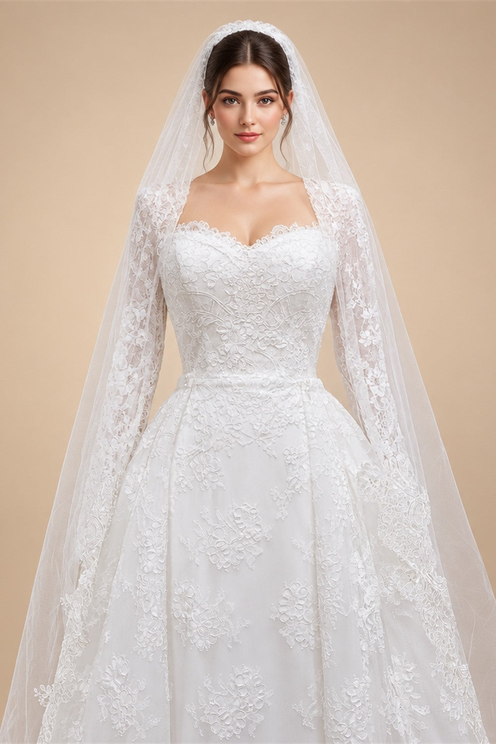 Luxury Lace Sweetheart Long Sleeve Wedding Dress ZP183