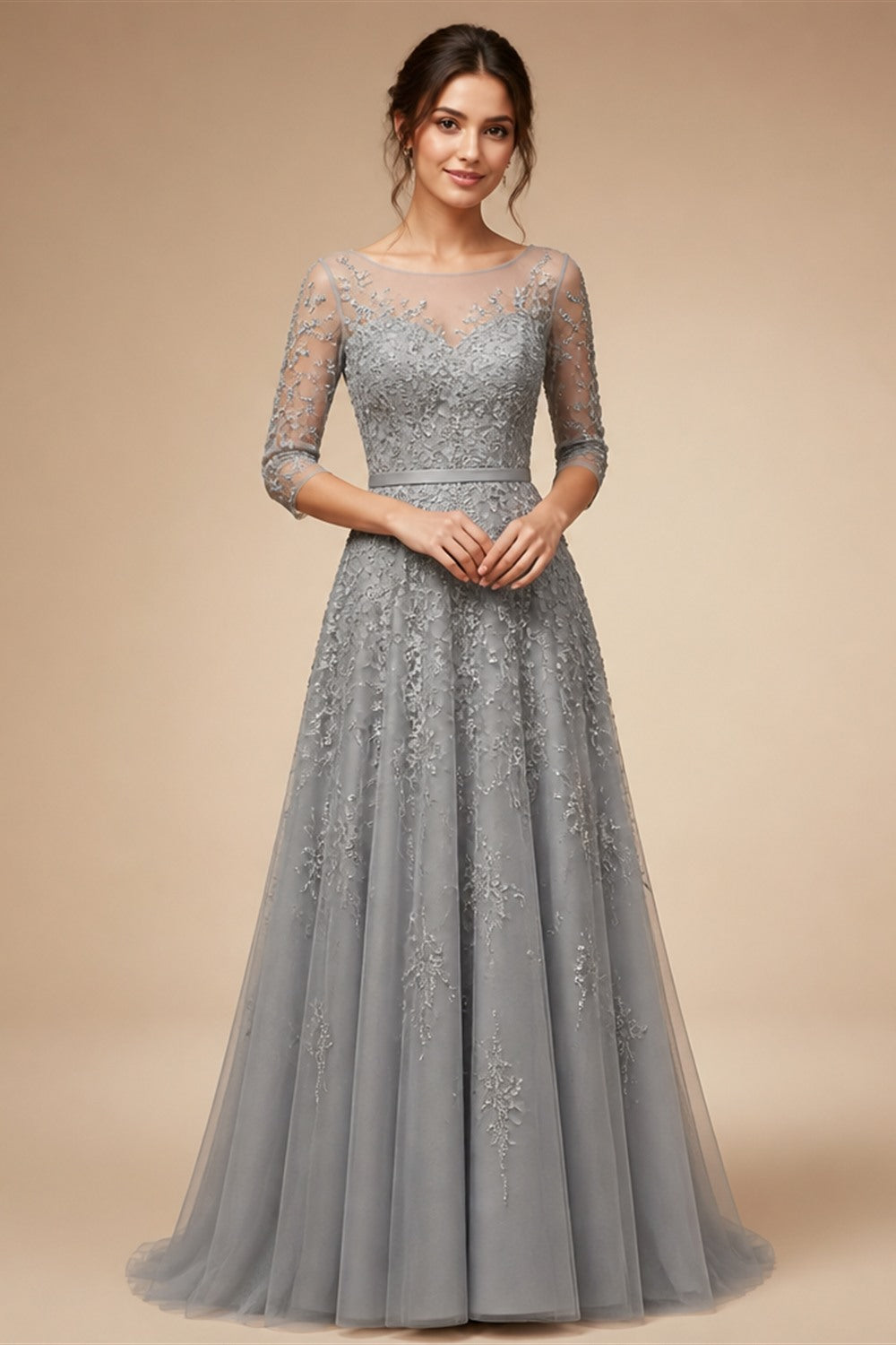 Mocaca Customized Luxury Sequins Lace Applique Ball Gown Wedding Dress Off Shoulder Appliques Long Sleeve Bridal Gown