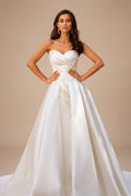 LelaAcra Sleeveless Satin A-Line Wedding Dress 2026 Sweetheart Backless Princess Bride Gown SM184 Plus Size Vestido De Noiva