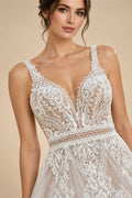 Custom Boho Lace Beach Wedding Dress V Neck Open Back Spaghetti Straps Gown