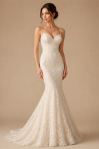 Exquisite Lace Mermaid Wedding Dress 2026 Tulle Detachable Train Bridal Gowns Halter Backless Wedding Gown Customized
