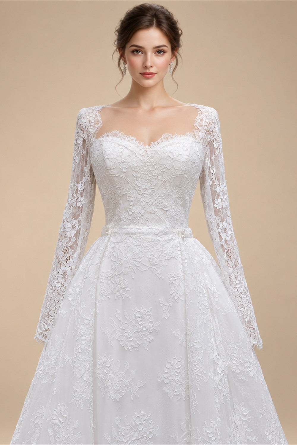 Luxury Lace Sweetheart Long Sleeve Wedding Dress ZP183