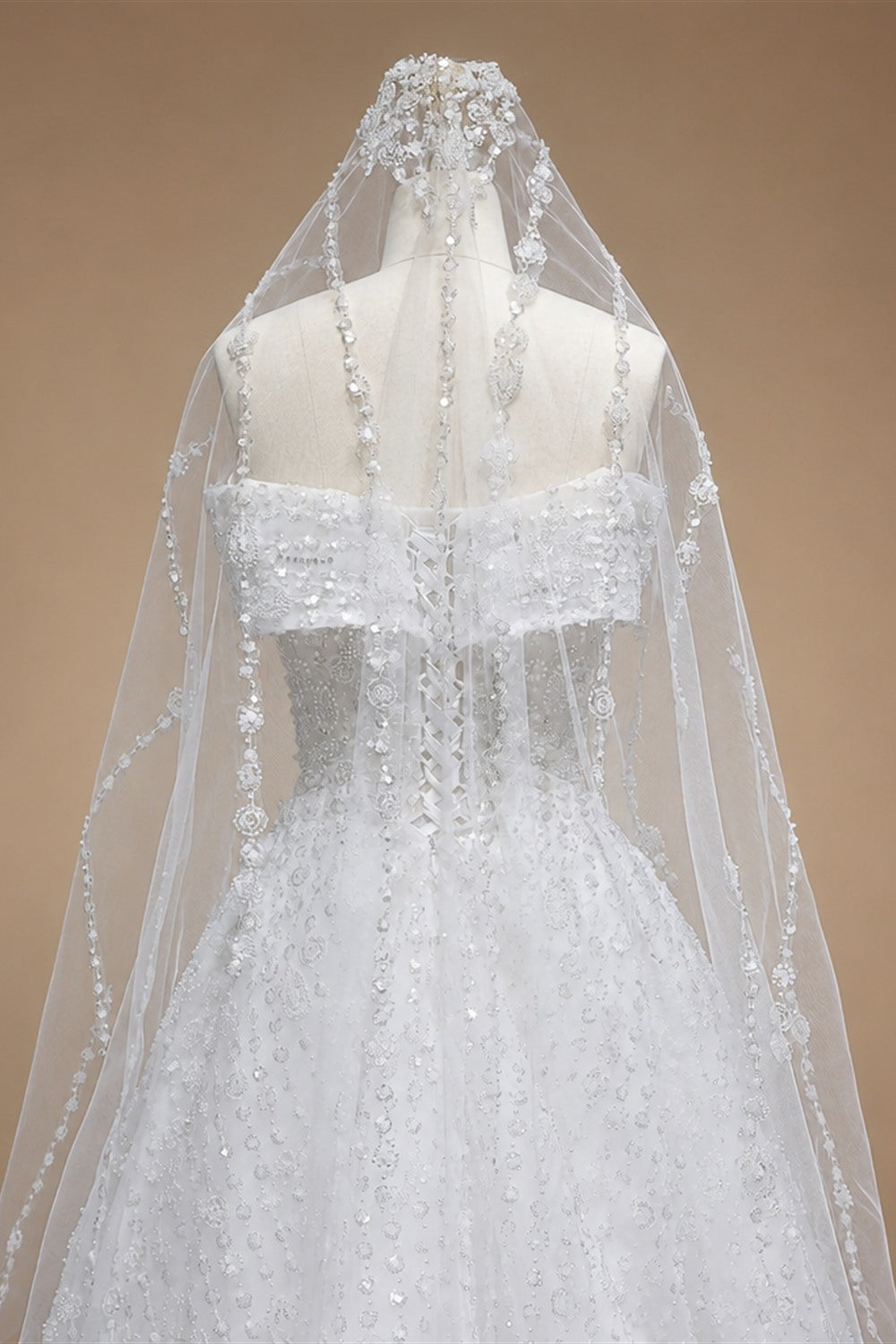 Luxury White Off-the-Shoulder Train Wedding Dress with Veil ZP153