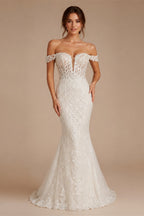 Luxury Custom A Line Wedding Dress Long Sleeve Lace Applique Chapel Train