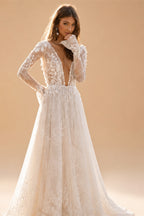 Sexy Deep V Neck Elegant 2027 Wedding Dresses Boho Backless 3D Flora Lace Appliques Beach Bridal Gown Custom Vestido De Novia