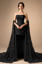 Strapless Corset Wedding Dresses with High-Low Lace Train ZP025