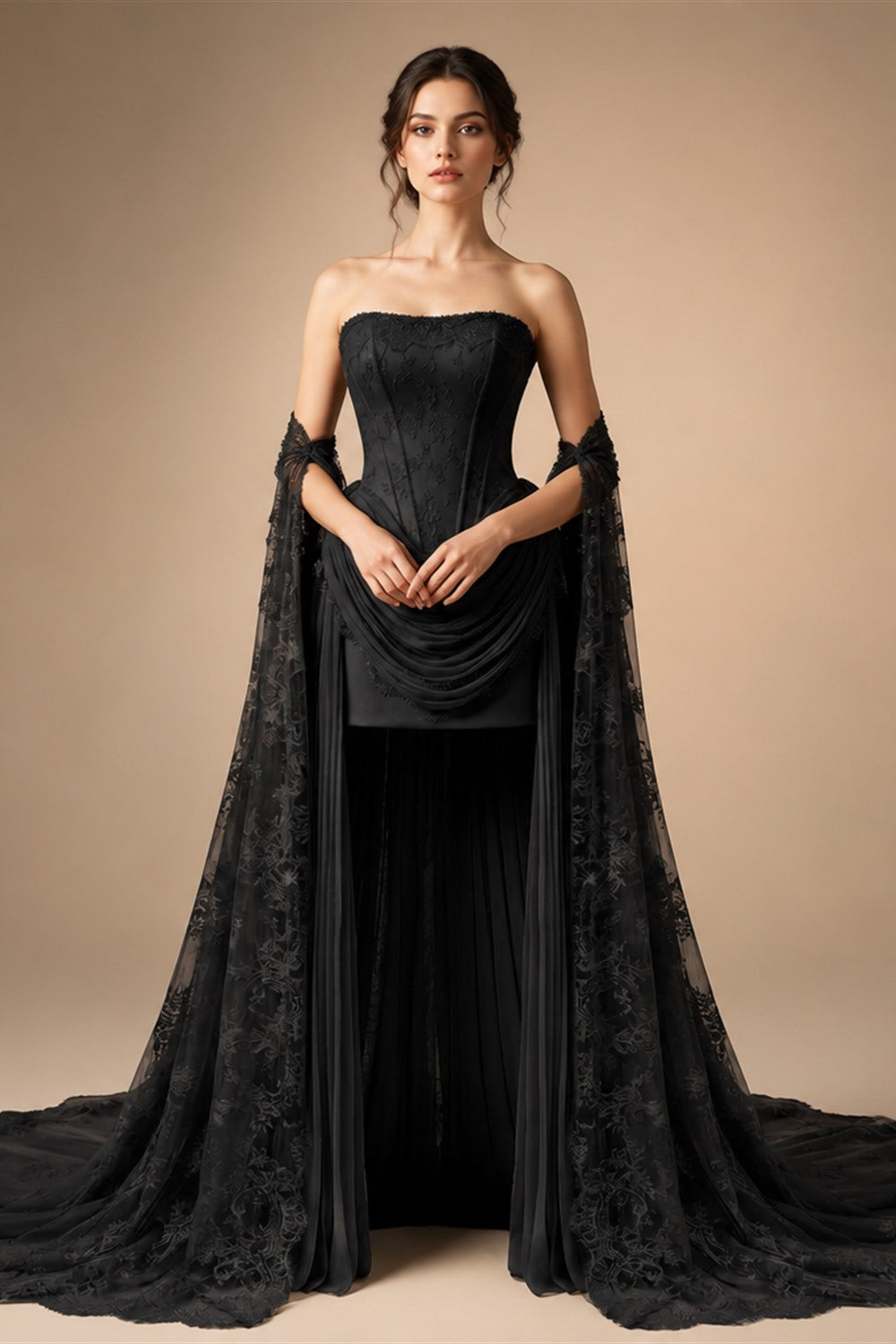 Strapless Corset Wedding Dresses with High-Low Lace Train ZP025