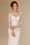 Semor Exquisite Lace High Neck Full Sleeve Wedding Dress Customized 2026 Trumpet Lace Applique Long Robe De Mariée Sweep Train