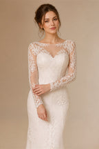 Semor Exquisite Lace High Neck Full Sleeve Wedding Dress Customized 2026 Trumpet Lace Applique Long Robe De Mariée Sweep Train