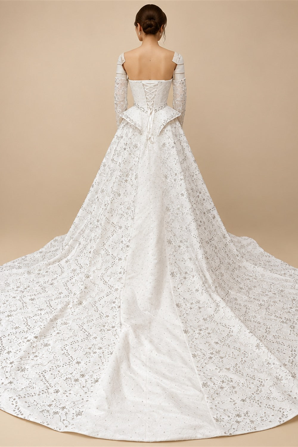 Luxury Off Shoulder Beaded Ball Gown Wedding Dress ZP181