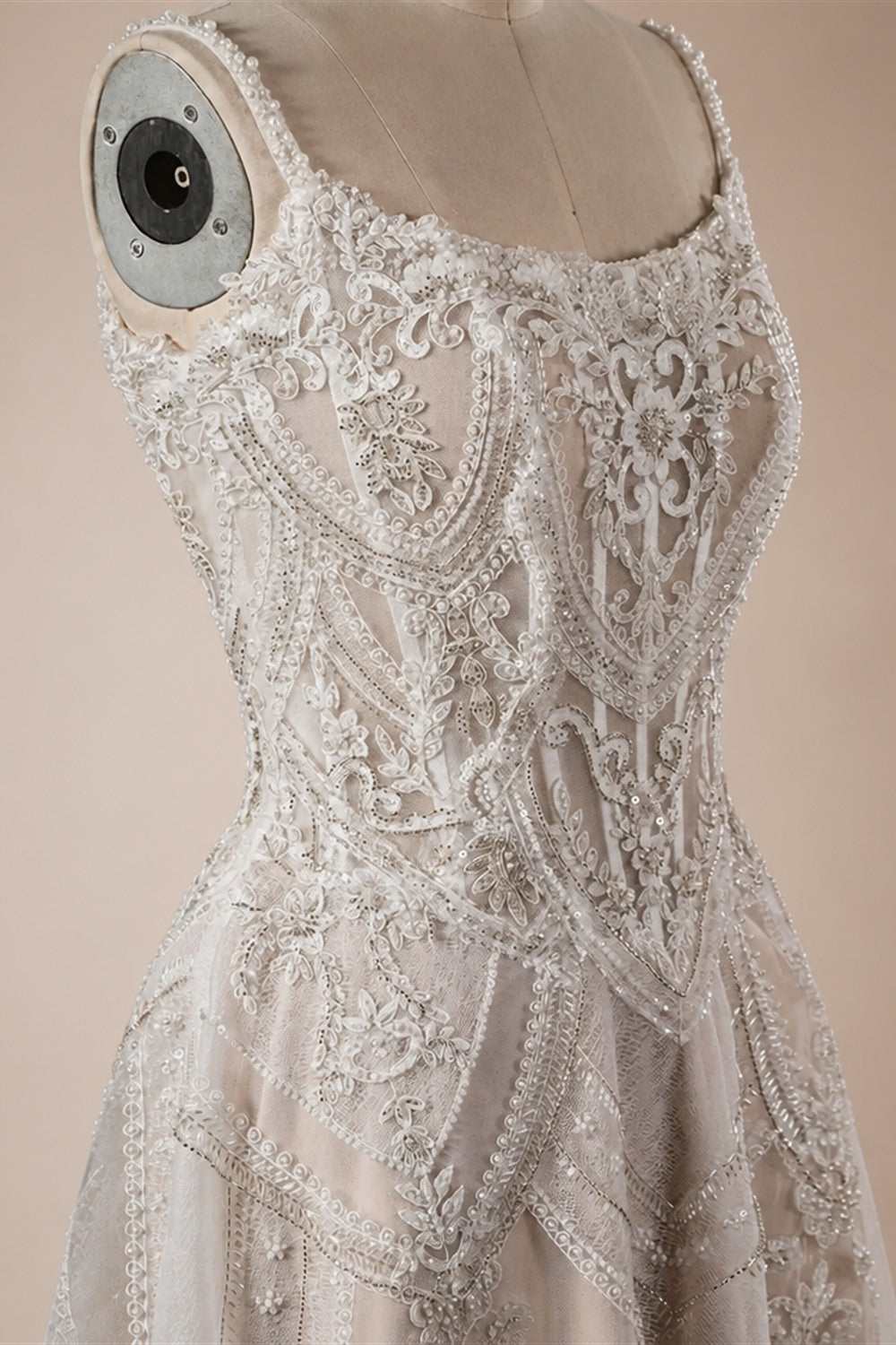Luxury Ivory Beaded Lace Short Wedding Dress with Lace-Up Corset Back ZP059