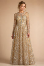 Mordern V- Neck Sequins Wedding Dresses Long Sleeves Floor Length Backless Bridal Gowns Robe De Marié