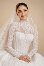Luxury High Neck Lace Wedding Dress ZP182