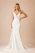 Customized Thin Straps Sweetheart Neckline Satin Mermaid Wedding Dress Sexy Zipper Back Floor Length Sweep Train Gown For Women