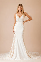 Customized Thin Straps Sweetheart Neckline Satin Mermaid Wedding Dress Sexy Zipper Back Floor Length Sweep Train Gown For Women