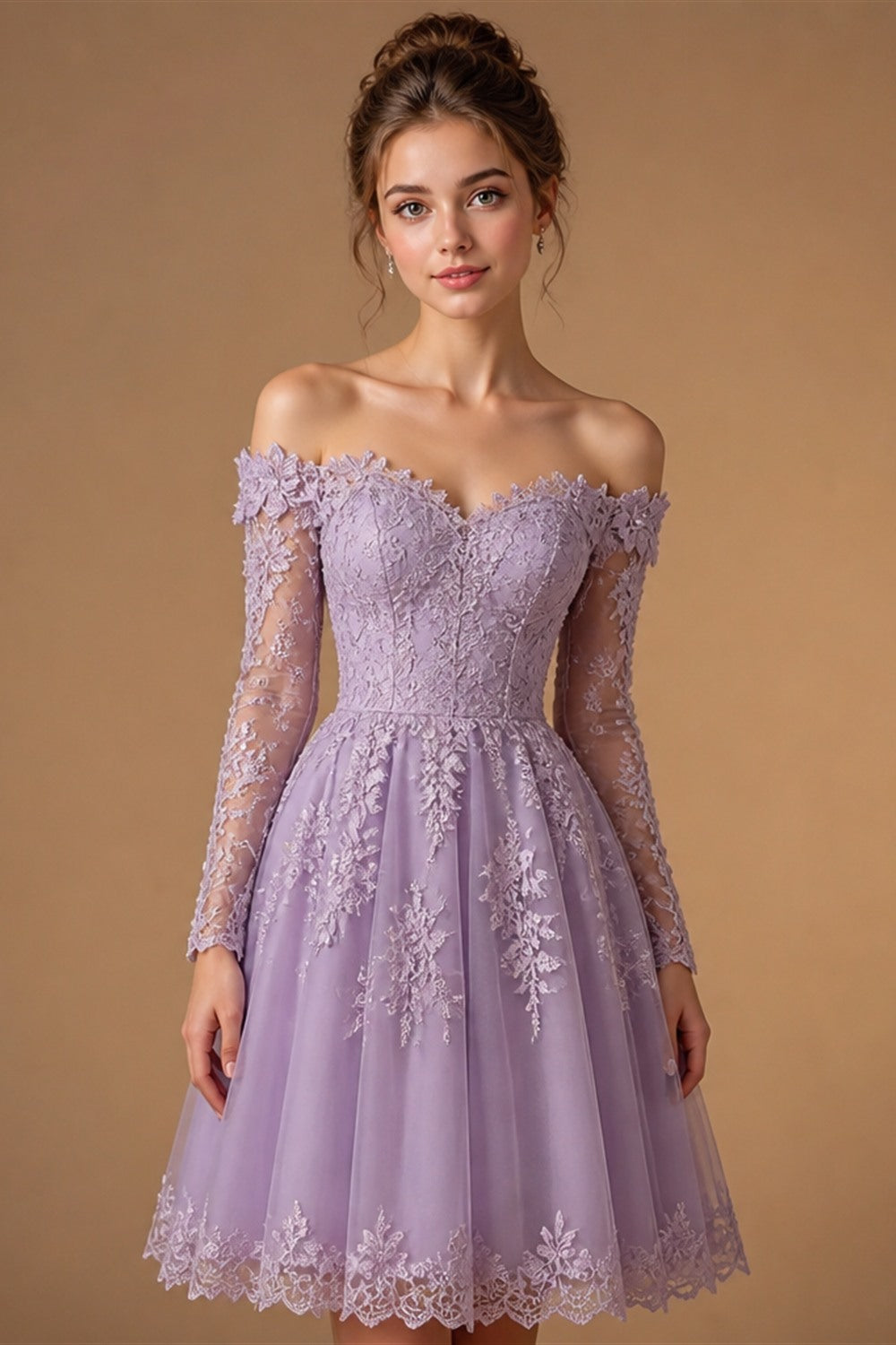 Customized Boho Lace Embroidered Long Sleeve Wedding Dress Deep V Neck and Flowy Lace Skirt for Beach Bridal Dress