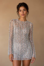 Mordern V- Neck Sequins Wedding Dresses Long Sleeves Floor Length Backless Bridal Gowns Robe De Marié