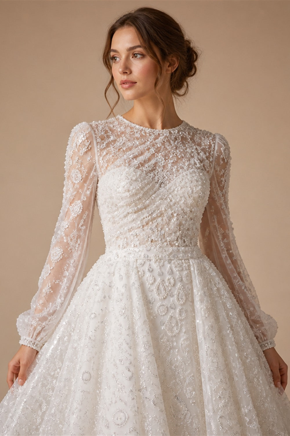 Luxury White Off-the-Shoulder Train Wedding Dress with Veil ZP153