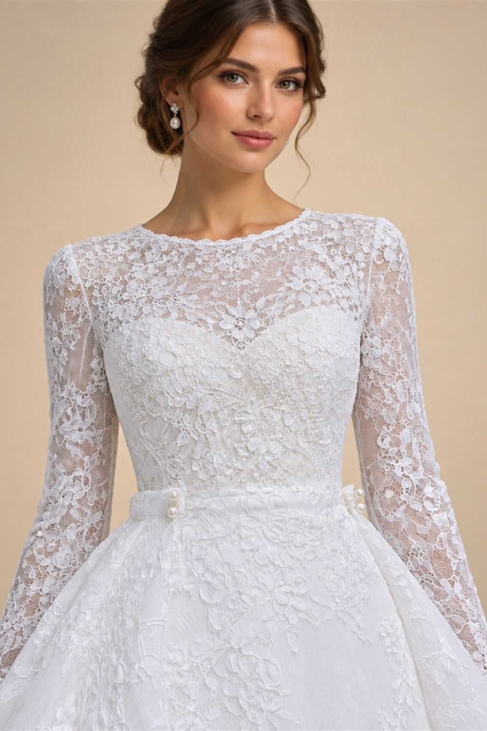 Luxury Lace Sweetheart Long Sleeve Wedding Dress ZP183