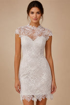 White Nude  Mermaid Wedding Dress Beaded Chain Detailing With Lace Train  ZP039
