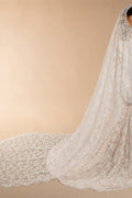 Bohemian Ivory Off-the-Shoulder Sheer Lace Mermaid Wedding Dress with Veil ZP128