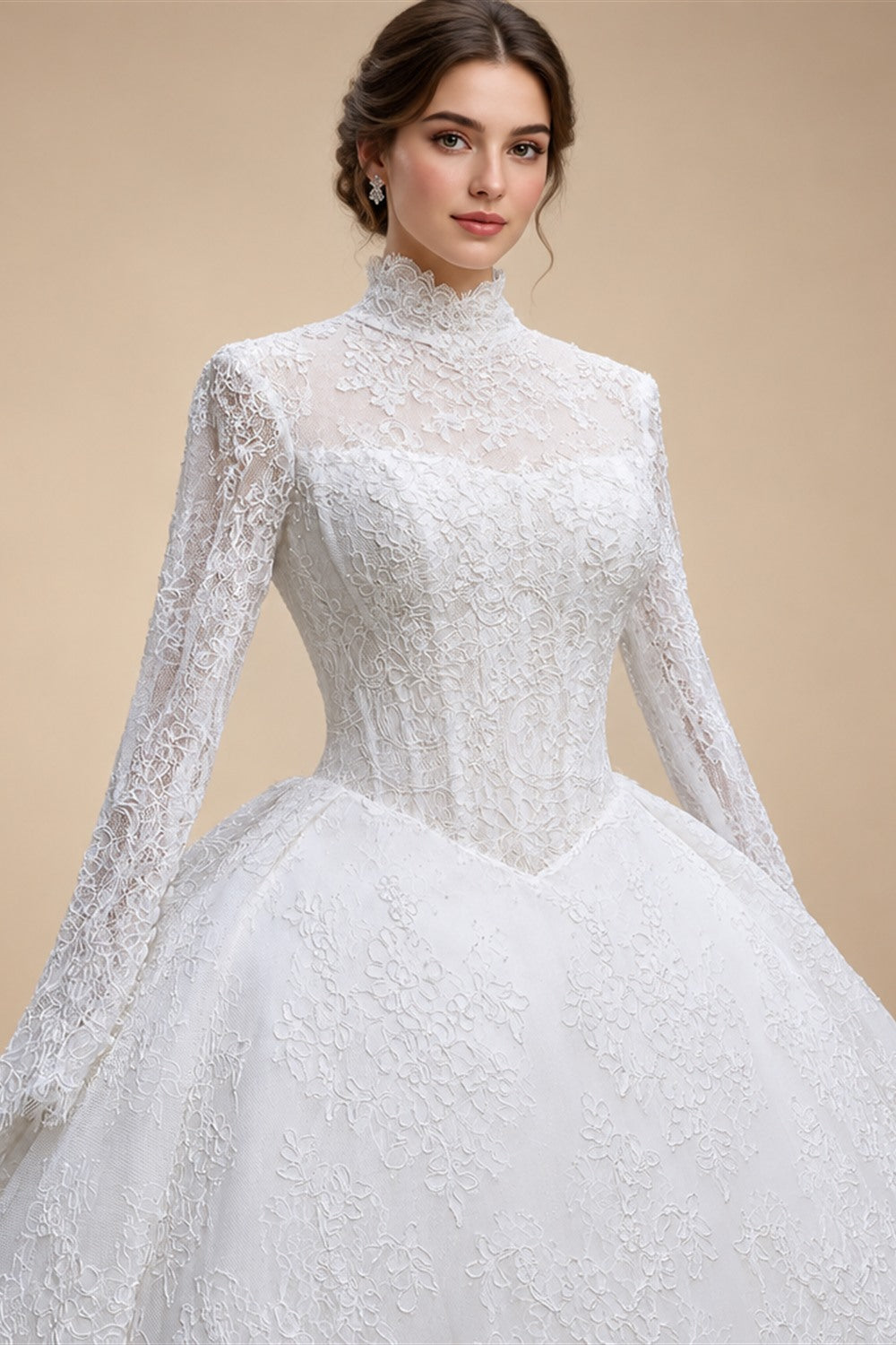 Luxury High Neck Lace Wedding Dress ZP182