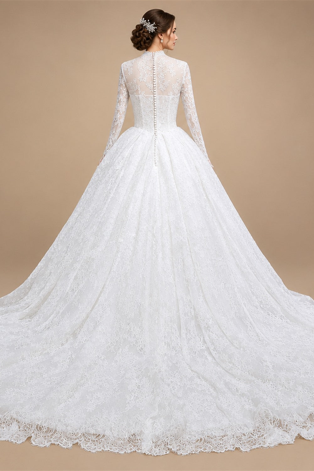Luxury High Neck Lace Wedding Dress ZP182