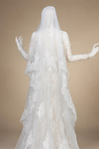 Elegant Ivory Sweetheart Neckline Sheer Lace Mermaid Wedding Dress with Veil ZP133
