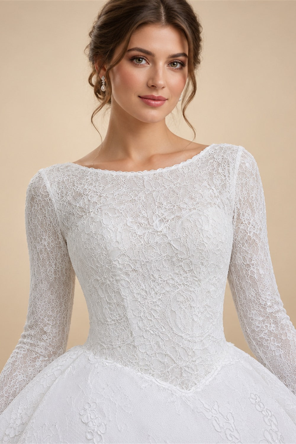 Luxury High Neck Lace Wedding Dress ZP182