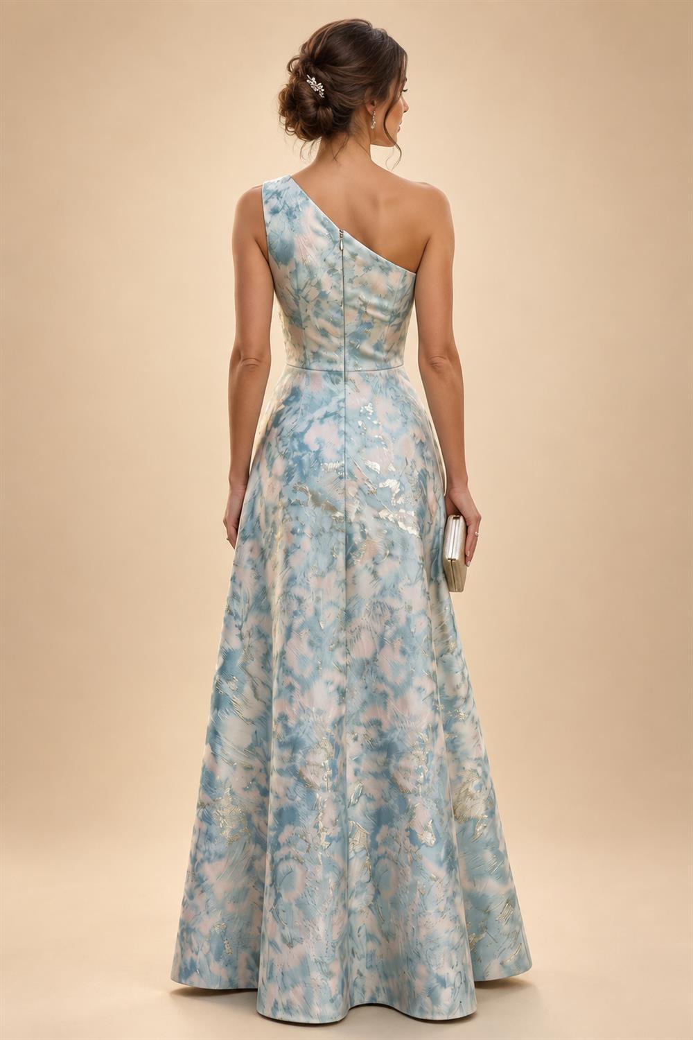 Sheath Floral Jacquard Off Shoulder Mother of the Bride & Groom Dresses with Flower (SHI22500777)