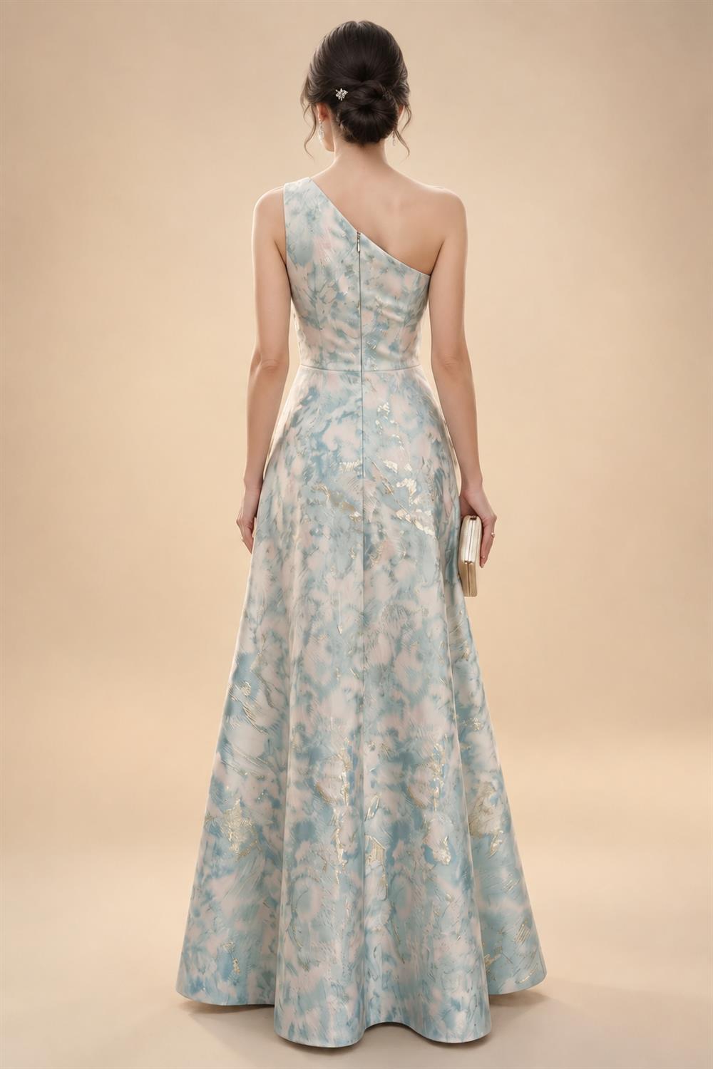 A-Line/Princess Scoop Neck Chiffon Floor-Length Mother of the Bride & Groom Dresses with Lace Appliques & Pleats (SHI22501554)