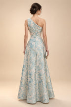 Satin V Neck Floral Print A Line Mother of the Bride Dresses (SHIR1110445)